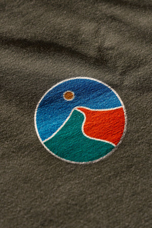 Close-up of Mindful Yesmads logo on a textured surface