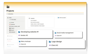 Organize project in this profit and loss tracker on notion. Simultaneously manage multiple projects for multiple clients all in a centralized place with this Notion template for freelancers, small businesses, and side-hustles.