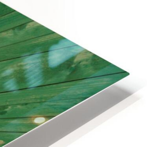 Close-up of green wooden planks with a white border. featuring Dancheong geometric patterns in Seoul, South Korea.